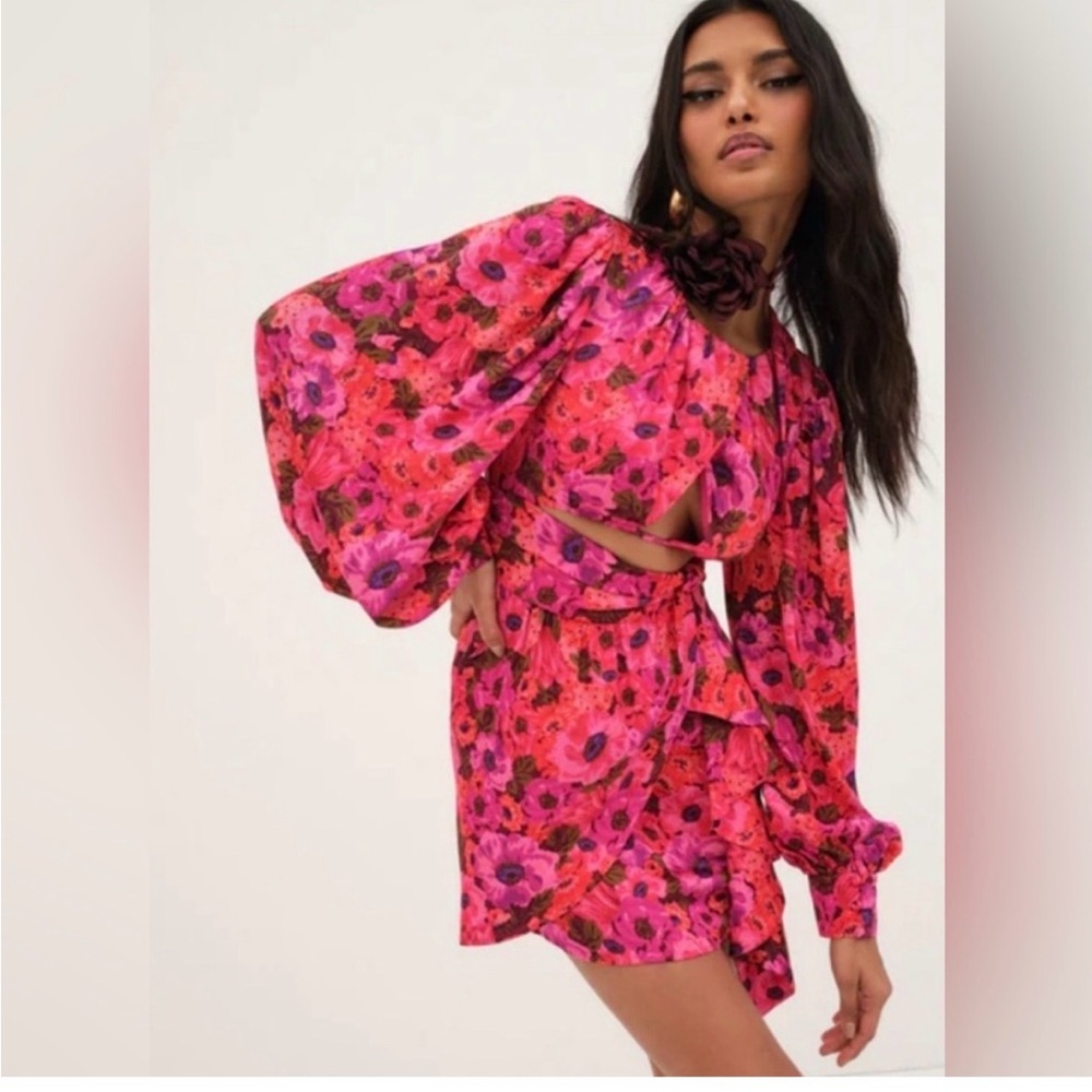 For Love And Lemons pink Lauren Floral Mini Dress. NWT size XS